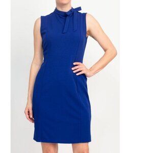 Calvin Klein Emma & Michele tie‎ neck Sheath Dress blue office 90 sz 8